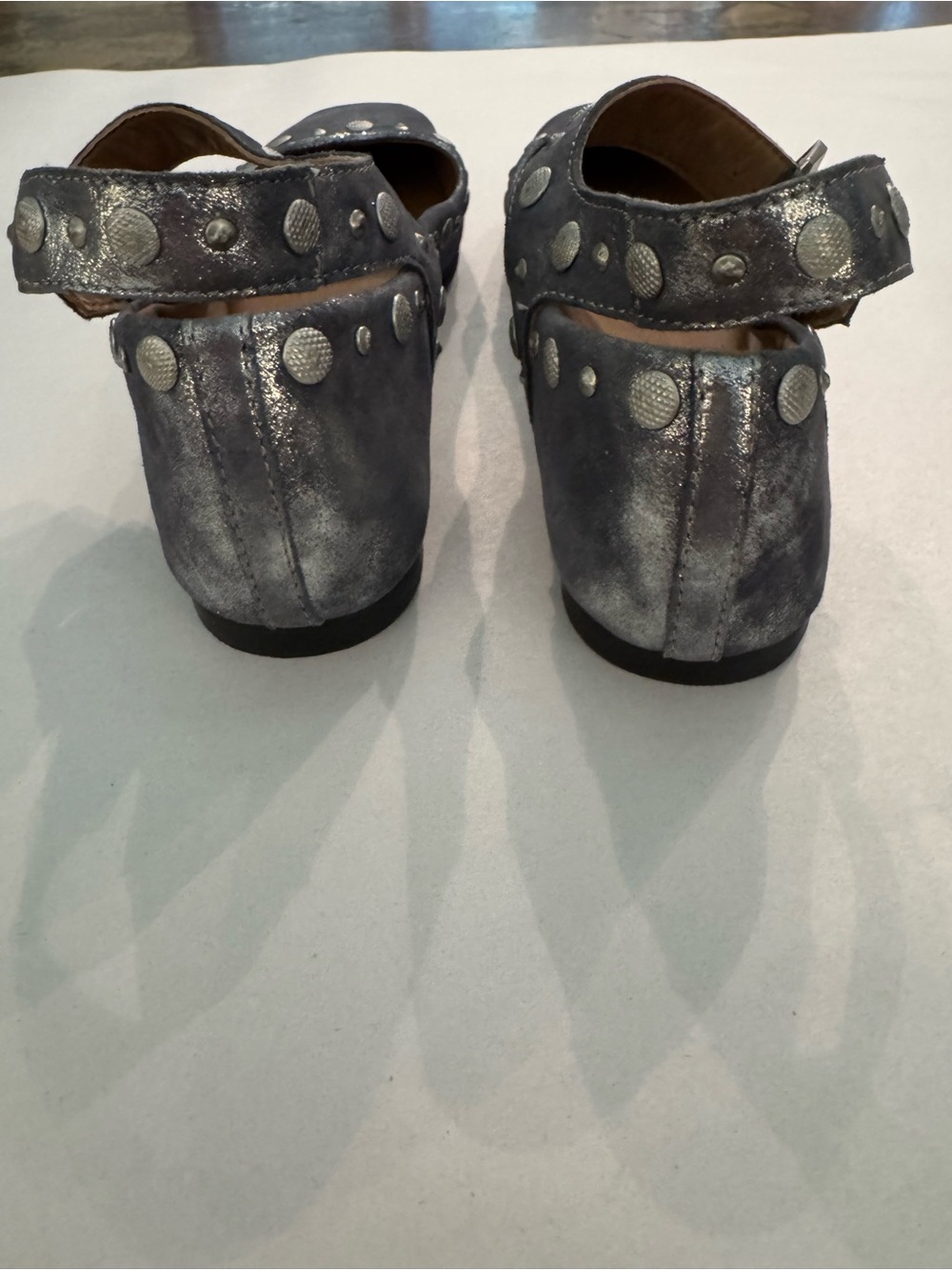 Free People Mystic Mary Jane Jean flat silver studded grey metallic size 9 - Picture 6 of 8
